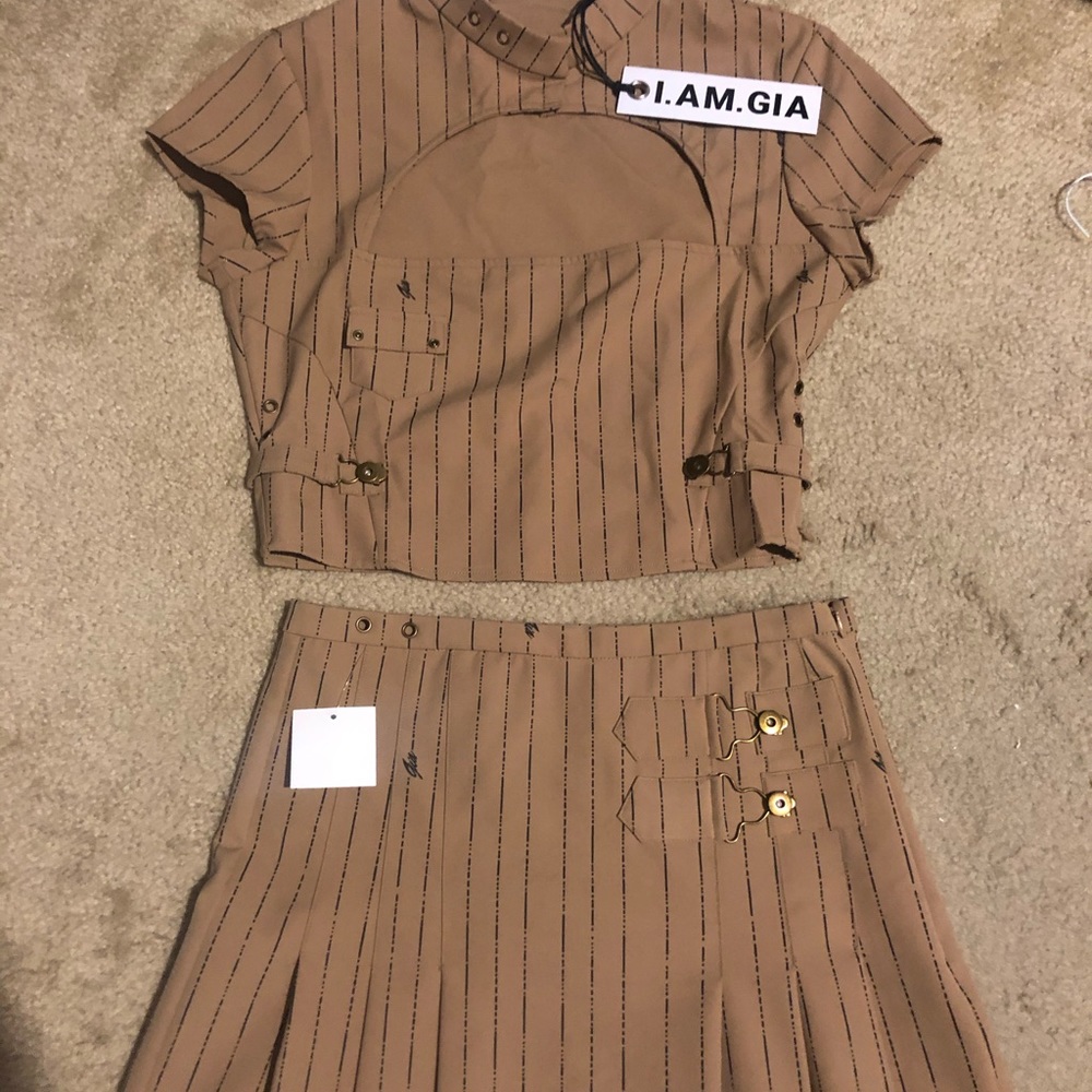 I.AM.GIA SET FRAN TOP L HEATHER SKIRT SMALL